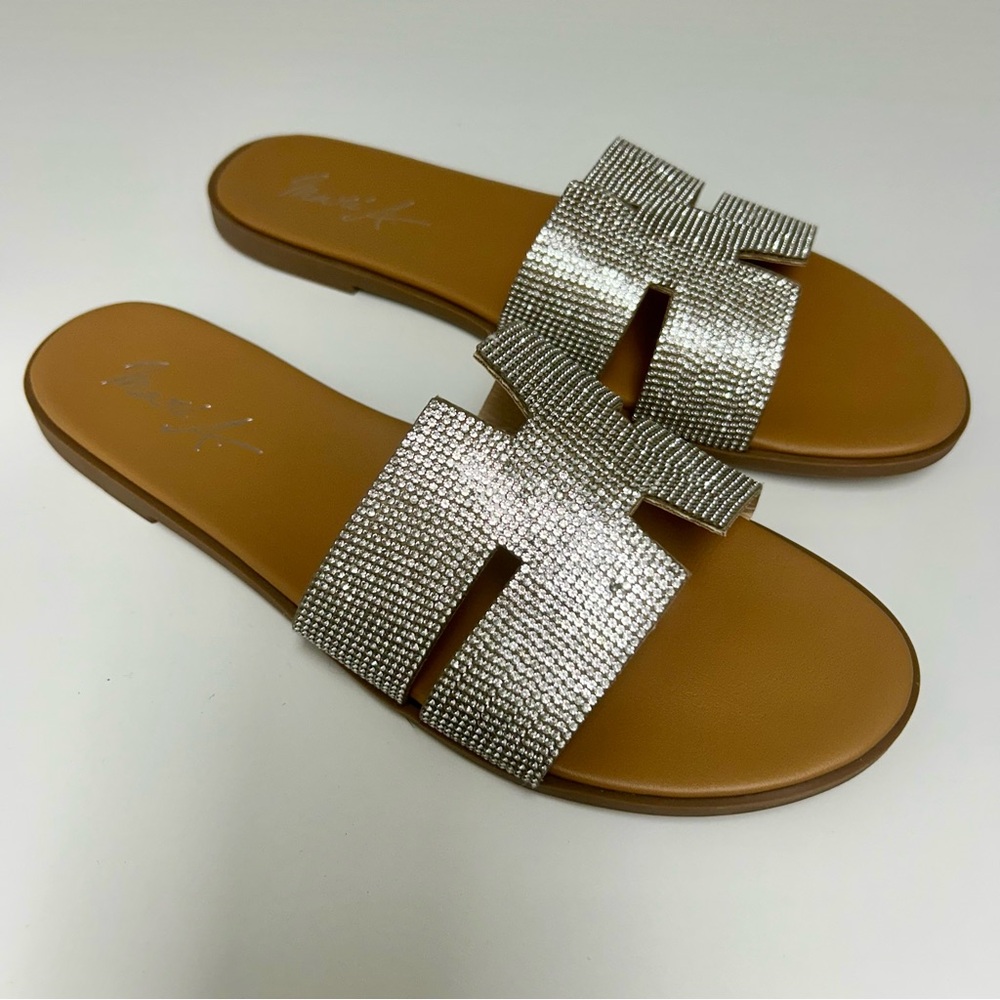 Rhinestone Bling Silver Sandals